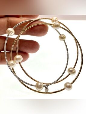 Honora Pearl Bracelet 3 Linked
Bangles Silver Gold Rose Signed